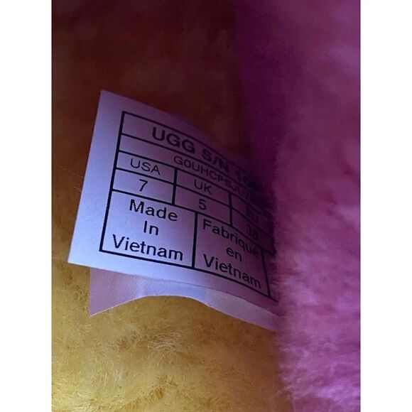UGG Fluff Yeah Women’s Sz 7 Slipper Slides Yellow Orange Pink 1097169 NEW - Picture 7 of 10